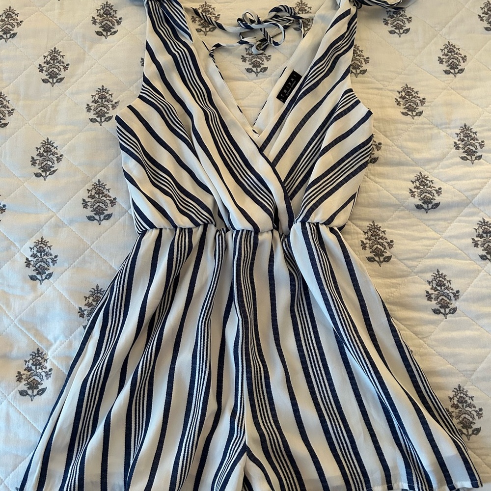 Trixxi blue and white striped romper